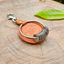 Load image into Gallery viewer, Brown Leather Keychain - Silver